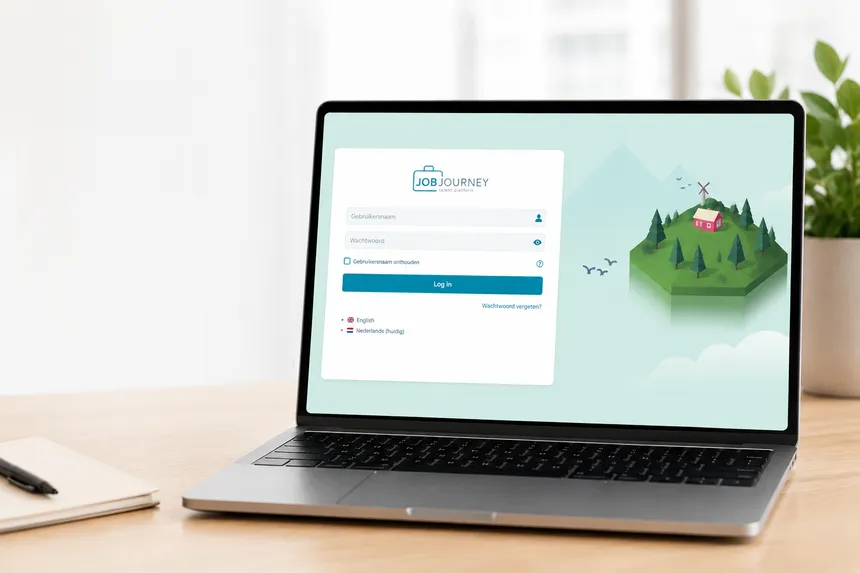 Job Journey inlogscherm op laptop